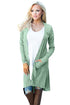 Sexy Green Ribbed Hi Low Long Cardigan with Pockets